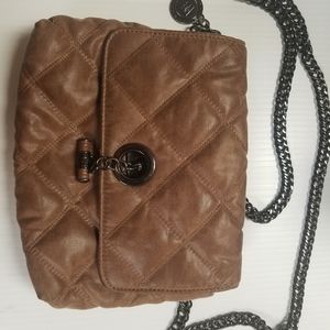 quilted brown leather purse
